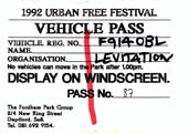 Deptford Urban Free Festival 01/09/92 Pass